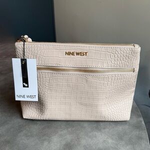 Nine West Taupe Croc-Embossed Cosmetic bag